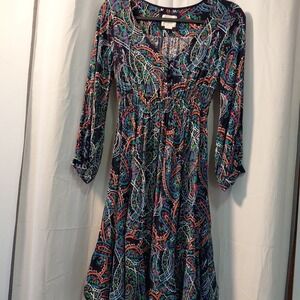 Maeve‎ By Anthropologie Babydoll Tiered Puff Sleeve Maplewood Paisley Boho